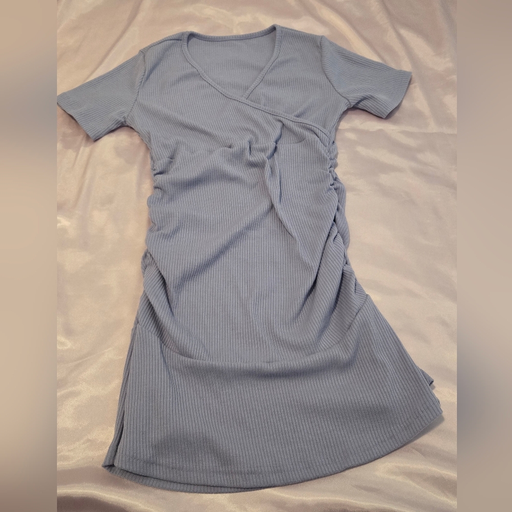 Elegant Blue Wrap Dress